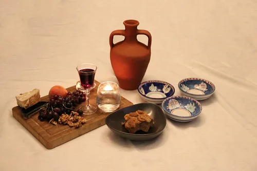 Vista 8 de Jarra de agua de ánfora de doble mango de terracota, jarra de arcilla, jarra de vino, jarrón de decoración del hogar, tarro de cerámica, regalo