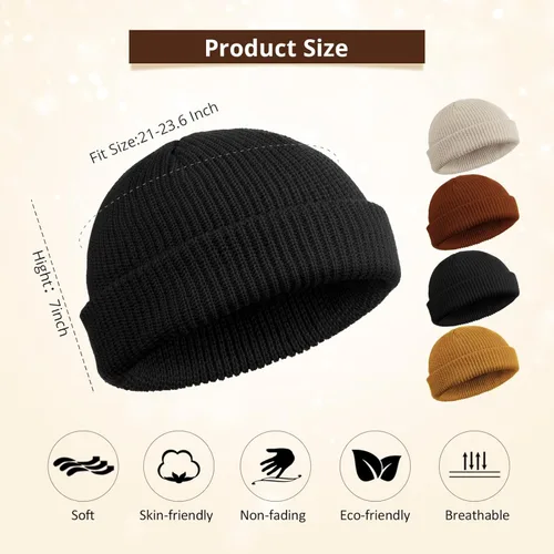 Vista 2 de SATINIOR Gorro de pescador unisex con borde enrollable, 4 piezas