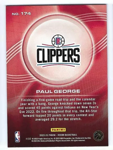 Vista 2 de PAUL GEORGE 2022-23 Panini Recon #174 HOLO PARALLEL Card Los Angeles Clippers Basketball