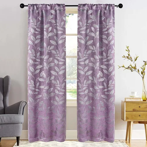 Vista 187 de Superior Cortinas opacas, oscurecimiento de la habitación para dormitorio, bloqueo solar, térmicas, cortinas bohemias modernas, colección de hojas