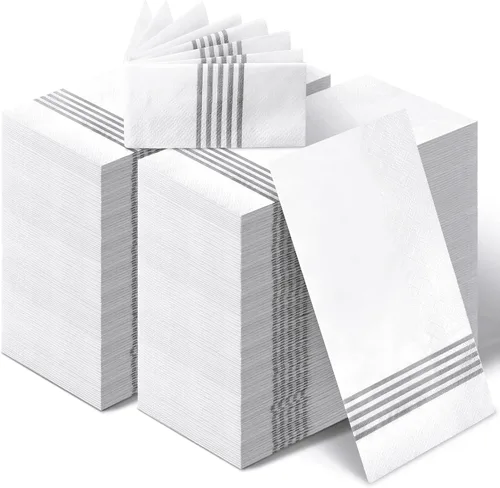Teling Paquete de 200 toallas de mano desechables para baño, toallas de mano desechables para invitados, baño, servilletas de papel para cocina,
