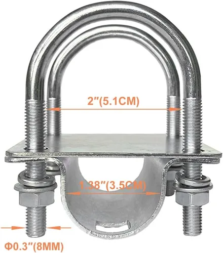 Vista 5 de Soporte en U de uso exclusivo para Starlink Dishy Pipe Adapter Rv Ladder Mount, soporte de abrazadera de acero resistente, mástil de techo a tubo a