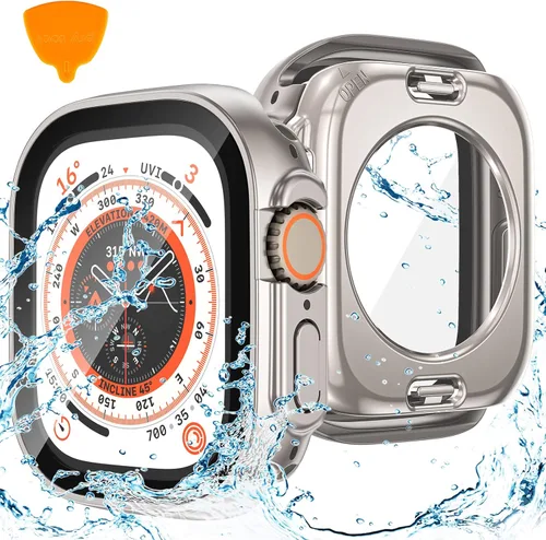 Vista 28 de Goton Funda impermeable 2 en 1 para Apple Watch Series 6/5/4, SE 3/2/1 de 1.575 pulgadas, cubierta protectora de vidrio 360 duro + marco trasero