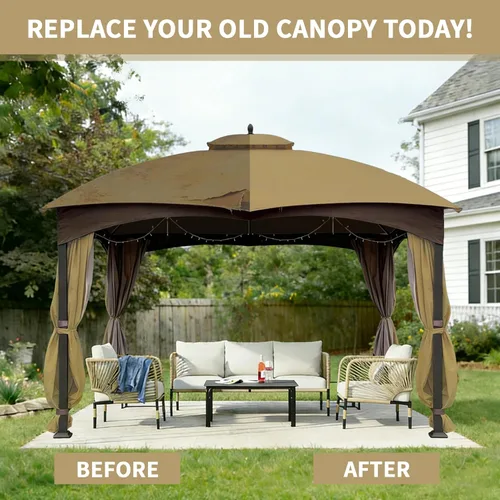 Vista 6 de SCOCANOPY Parte superior de repuesto beige para cenador Lowe's Allen Roth 10X12 Modelo #GF-12S004B-1/#GF-12S004BTO