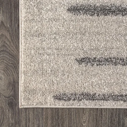 Vista 3 de JONATHAN Y Aya Berber - Alfombra de pasillo geométrica de rayas crema/gris, 2x8, contemporánea, moderna, fácil de limpiar, para sala de estar
