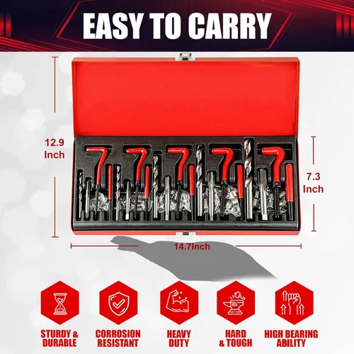 Vista 7 de Kit de herramientas de reparación de roscas métricas de hélice, kit de reparación de taladro HSS, adecuado para agujero de tornillo interno M5 M6 M8