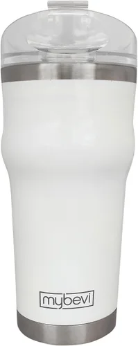 Vista 13 de MyBevi Vaso clásico de acero inoxidable de alta calidad con control de temperatura de 12 horas, tapa Tritan y construcción sin BPA, color cielo