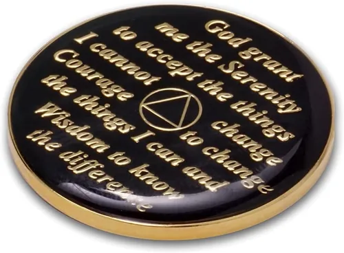 Vista 4 de Moneda de sobriedad de 2 años Ficha de aniversario de recuperación de chip AA Triplate (negro)