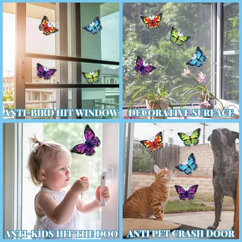 Vista 4 de Eersida 16 imanes de puerta con diseño de mariposa de doble cara, adhesivos magnéticos decorativos para ventana, patio, puertas correderas, protector