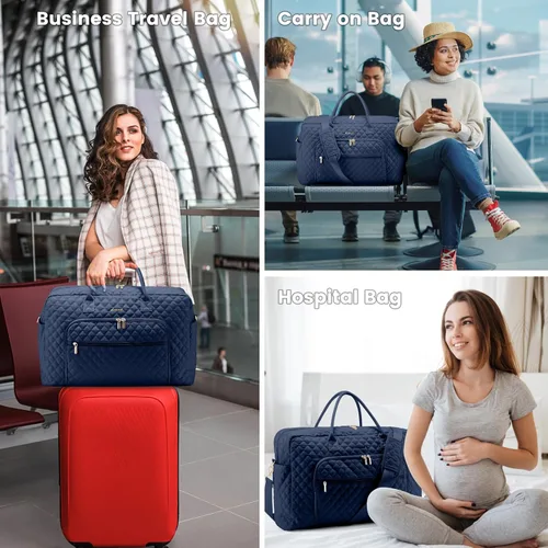 Vista 6 de LOVEVOOK Bolsa de viaje para mujer, bolsa de fin de semana para mujer con bolsa de aseo personal, bolsa de mano con compartimento para laptop, bolsa