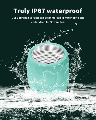 Vista 3 de Altavoz impermeable, pequeño altavoz Bluetooth con sonido estéreo y graves robustos, mini altavoces con llamada manos libres, IPX7 impermeable