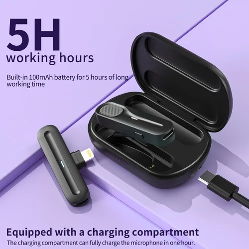 Vista 4 de OKIMO Micrófono Lavalier inalámbrico para iPhone iPad, micrófono inalámbrico Plug-Play para grabación, YouTube, Facebook Live Stream, reducción