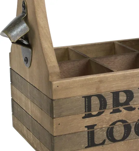 Vista 3 de Stonebriar Carrito de cerveza local de madera con asa y abridor de botellas de metal, grande, marrón