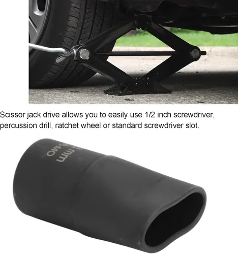 Vista 4 de Adaptador de gato de tijera, 1/2 pulgada de metal negro de tijera Jack Quick Drive para gatos (1.102 in)