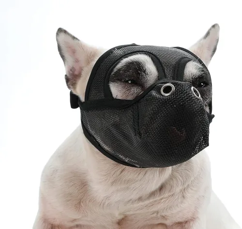 Bozales cortos para perros – Bozal para bulldog de malla transpirable ajustable que puede sacar la lengua y beber agua, antimordidas y entrenamiento