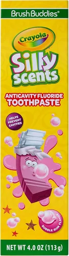 Vista 2 de Brush Buddies Crayola Silly Scents - Pasta de dientes para niños con flúor, anticaries y sabor a chicle para mayores de 2 años