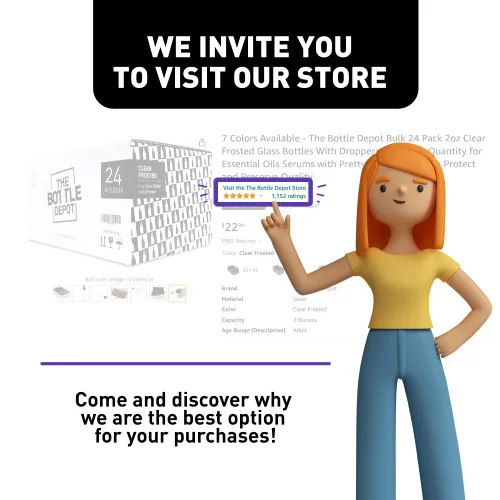 Vista 7 de The Bottle Depot - Paquete de 24 - Botella de vidrio de 1 oz con cuentagotas - Negro esmerilado - Acabado de cuello 20-400 - Botellas redondas