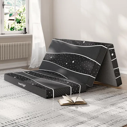 Vista 7 de Sweetnight - Colchón de espuma viscoelástica de 4 pulgadas con triple pliegue, colchón plegable de tamaño Full con funda lavable, sensación media
