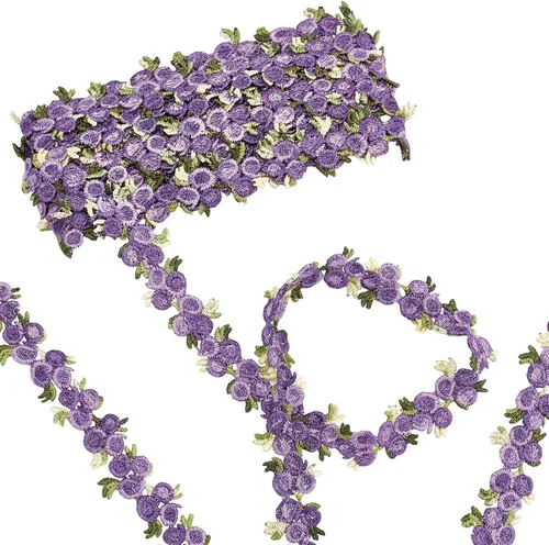 GORGECRAFT - Cinta de encaje floral de 5 yardas, con aplique de encaje DIY para manualidades de costura, borde de encaje para adornos de vestidos de