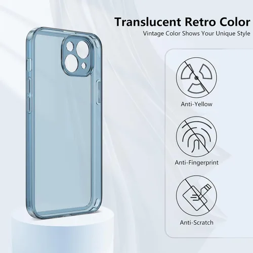 Vista 3 de ZTOFERA Funda para iPhone 15 6.1 pulgadas, Transparente Suave Silicona Bumper Protector Retro Color Transparente A Prueba de Golpes Caja Del Azul