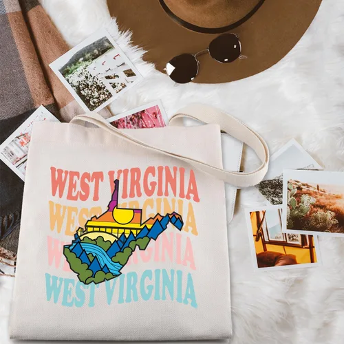 Vista 3 de ENSIANTH West Virginia Moving Gift West Virginia Mapa Tote Bag Mountain State Travel Gift West Virginia Girl Trip Gift