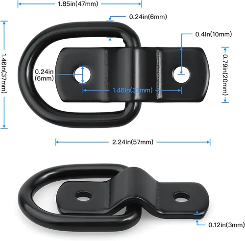 Vista 2 de Paquete de 12 anillos en D, anillo de anclaje de 1/4 pulgadas para cargas en remolques, camiones, caravanas, furgonetas, ATV, SUV, barcos
