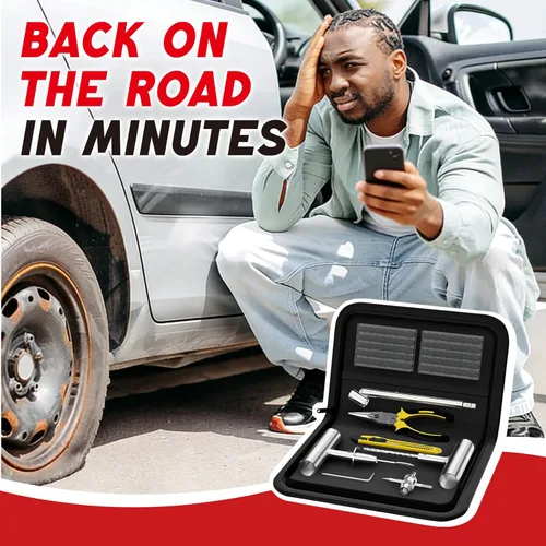 Vista 7 de DIYSELF Kit de reparación de neumáticos de 45 piezas, kit de tapones para neumáticos, kit de parches para neumáticos de servicio pesado, kit