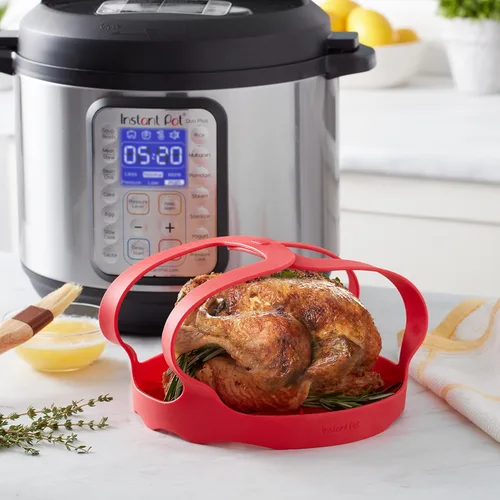 Vista 2 de Instant Pot oficial - Molde de silicona con tapa, para bocadillos de huevo, Correa de silicona para horno., Rojo