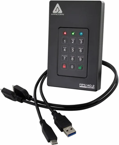 Apricorn 1TB Aegis Fortress L3- FIPS Nivel 3 Validado USB 3.0 Unidad portátil cifrada por hardware (AFL3-1TB)