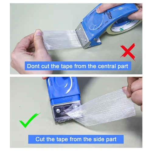 Vista 3 de BOMEI PACK Cinta de Embalar de 2 Pulgadas con Dispensador, Cinta de Embalaje Reforzada de Monofibra de Vidrio con Hilo para Envío, 3 Rollos x 5.5