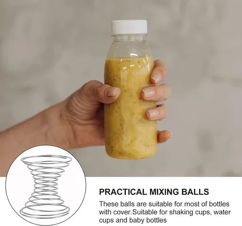 Vista 7 de 10 bolas agitadoras de acero inoxidable, bola de resorte, bebida, alambre, batidor, botella de proteínas, bolas mezcladoras lavables para jugo y café