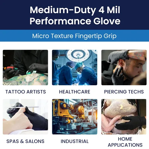 Vista 6 de Caja de guantes de nitrilo Night Angel de Adenna, de 4 mil, sin polvo, para exámenes, color negro. Tamaños de extrapequeño a extragrande., S, Negro