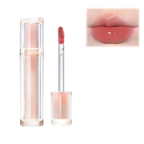 Vista 9 de Ice Watery Lip Gloss, Mirror Tea Jelly Light Lip Glaze, Lápiz labial líquido antiadherente hidratante (#02 Ice Sugar Strawberry)