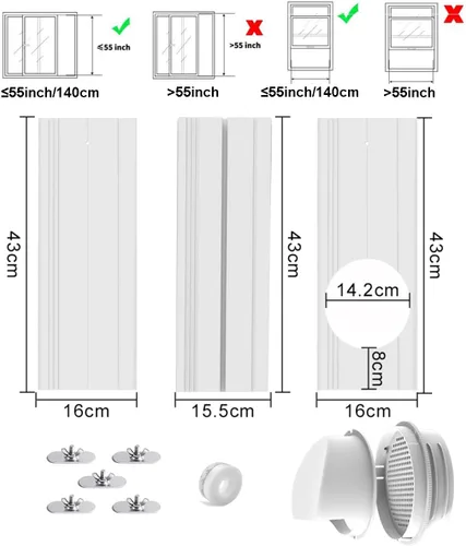 Vista 4 de Kit de ventilación portátil para ventanas de aire acondicionado, sello de ventana de aire acondicionado para manguera de escape de aire