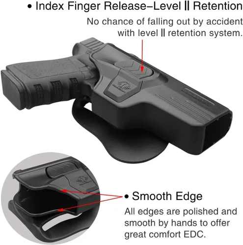 Vista 3 de POLE.CRAFT Funda OWB compatible con Glock 17 (Gen 1-5) / Glock 22 31 (Gen 1-4) compatible con Glock 19 19X 25 44 45 (Gen 1-5) / Glock 23 32