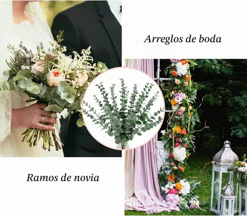 Vista 7 de FEQO 36 tallos de eucalipto negro, hojas artificiales, ramas de eucalipto sintético, ramas de 15 pulgadas para ramo de boda, decoración del hogar