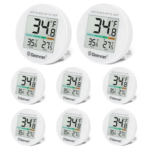 Vista 10 de Geevon Termómetro Digital Pequeño para Refrigerador Paquete de 2, IP65 Impermeable Uso Comercial y Doméstico, Función de Registro Máx/Mín