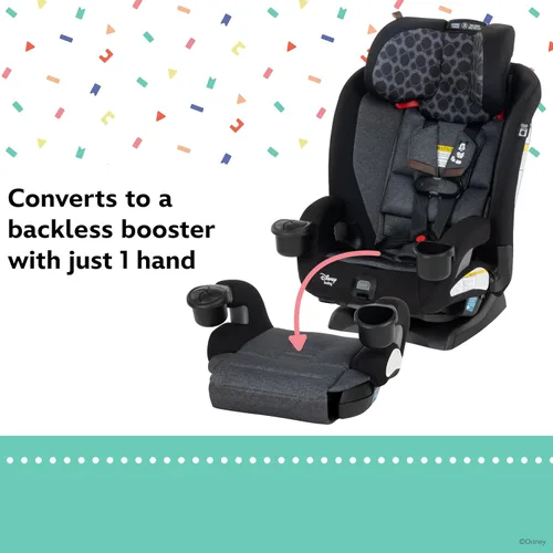 Vista 7 de Disney Baby EverSlim - Asiento convertible 4 en 1 para automóvil, diseño vintage de Mickey Mouse