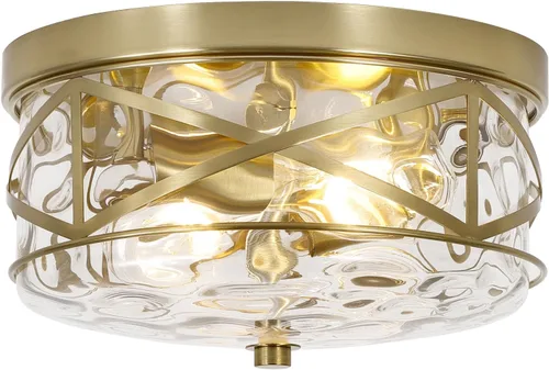 Vista 18 de LamQee lámpara de techo de montaje empotrado de 2 luces con vidrio de burbuja para cocina de granja, isla de cocina, luz de techo cerca del techo