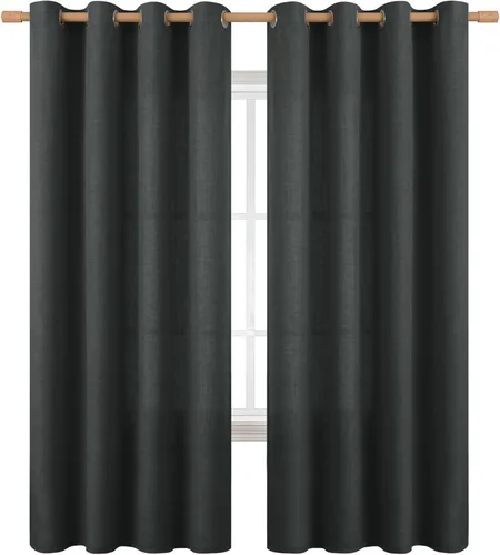 Vista 11 de BGment Cortinas de 45 pulgadas de largo, juego de 2 paneles para dormitorio, con ojales, aspecto de lino grueso, arpillera texturizada, filtrado