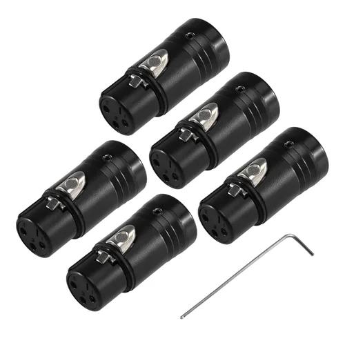 Vista 3 de MKFAUDIO DIY XLR dorado de perfil bajo 3 pines 90 grados ángulo recto giratorio XLR macho hembra conectores con llave para audio de micrófono