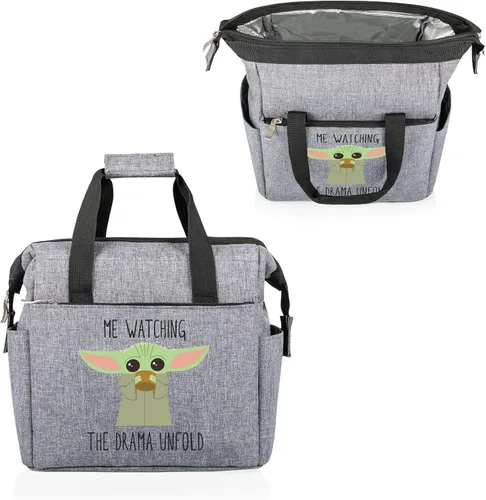 Vista 3 de PICNIC TIME Star Wars Mandalorian Grogu On The Go - Lonchera suave y enfriadora, bolsa de almuerzo aislada, (gris jaspeado)