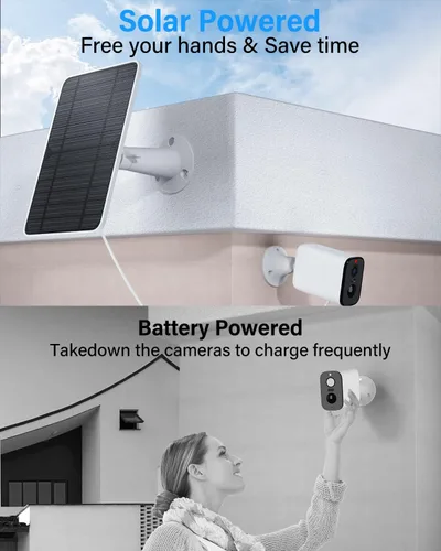 Vista 4 de Panel solar de carga mejorado compatible con Arlo Pro 4, Pro 3, Ultra 2, panel solar de 4 W con cable de carga de 9.8 pies, impermeable IP65