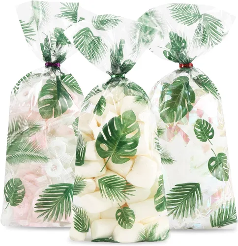 Vista 31 de 100 bolsas de celofán, bolsas de celofán transparente impresas con estrellas doradas de 3 x 5 pulgadas, 100 lazos giratorios, para envolver regalos
