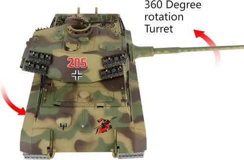 Vista 4 de Edición modificada 1/16 2.4ghz Control remoto alemán King Tiger Henschel modelo de tanque (torreta giratoria de 360 grados)