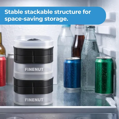 Vista 3 de Molde de silicona para hacer bolas de hielo con tapa, paquete de 4 – Molde redondo para cubitos de hielo de esfera grande de 2.5 pulgadas