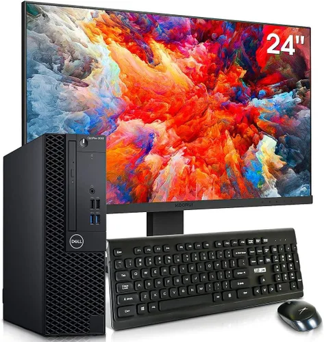 Dell OptiPlex 3060 Computadoras de escritorio Windows 11 con nuevo monitor Koorui de 24 pulgadas, Hexa Core i7-8700 hasta 4.6 GHz, 32 GB DDR4 1TB