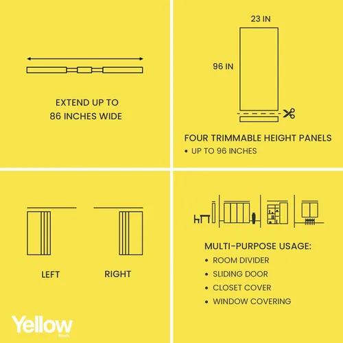 Vista 6 de Persianas de panel ajustables para puerta corrediza de vidrio, 46-86 pulgadas de ancho x 0-96 pulgadas de alto, persianas verticales recortables