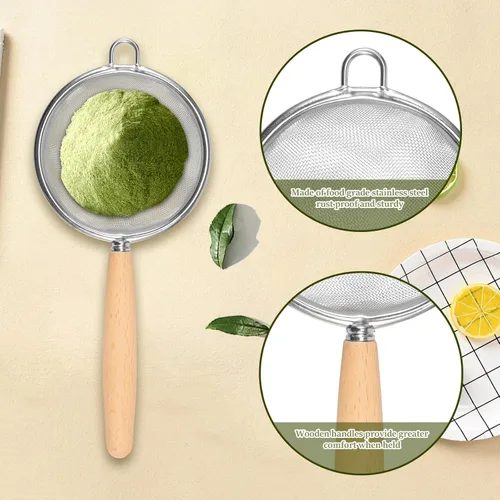 Vista 4 de Juego de batidor de matcha con cuenco matcha, batidor de bambú, tamiz, soporte para batidores, cuchara, kit de inicio de 5 piezas, kit de té