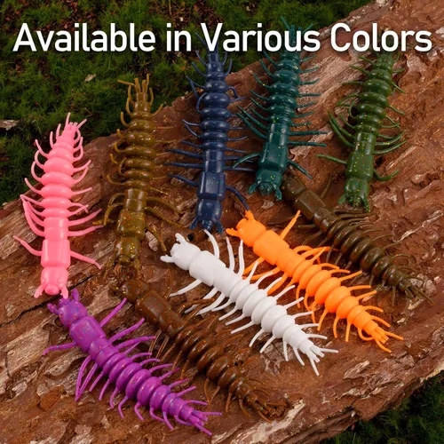 Vista 7 de Dr.Fish Hellgrammite - Paquete de 8 señuelos de pesca suave para gusanos, cebo de gusano de 3 pulgadas, de agua dulce, de plástico, señuelos